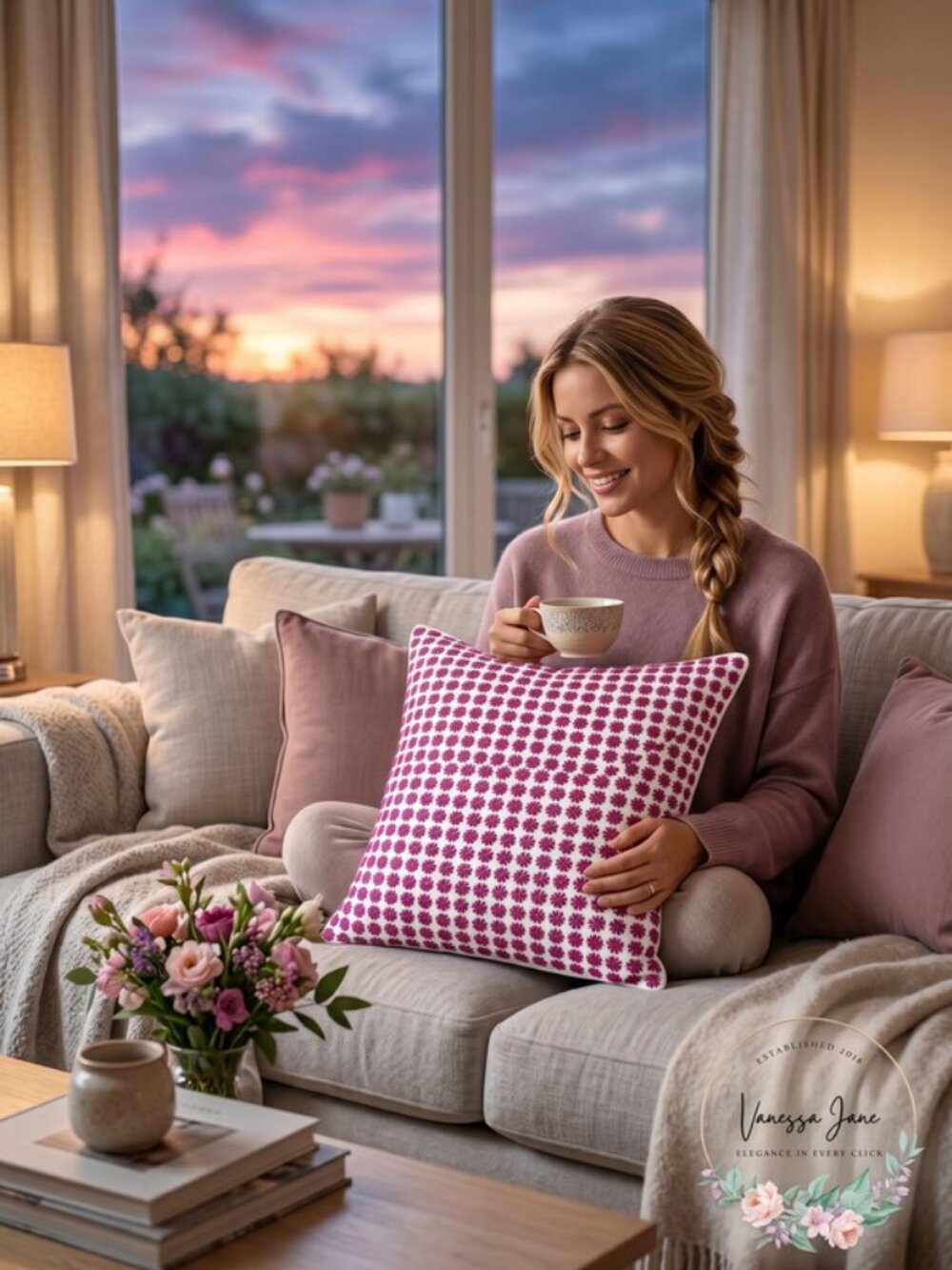 SKY Sunset Blossoms Decorative Pillow, 18 x 18 Various Colors
